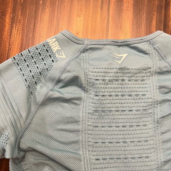 Gymshark Blue Long Sleeve Cropped Seamless Top Size XS - Picture 4 of 4